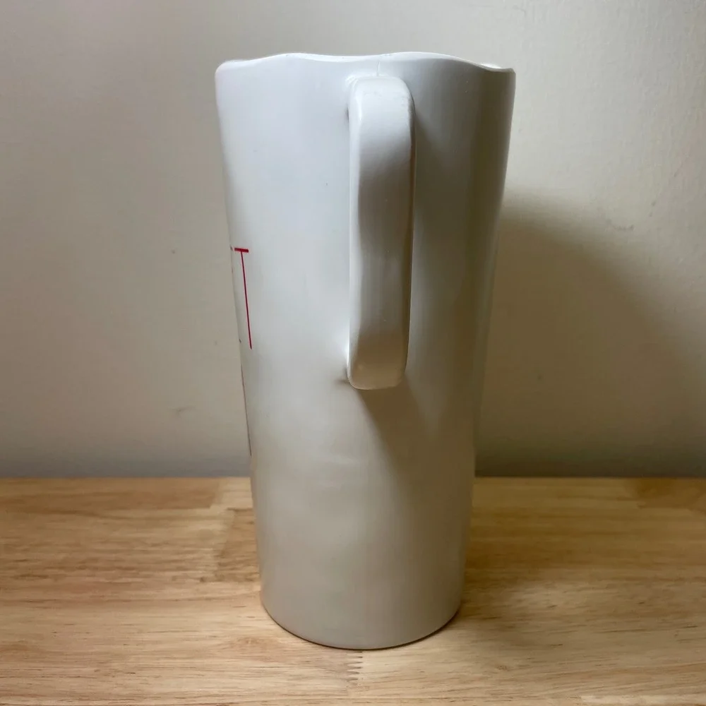 Rae Dunn Sweet Tea Melamine Pitcher White Red Lettering Farmhouse 9 Inch